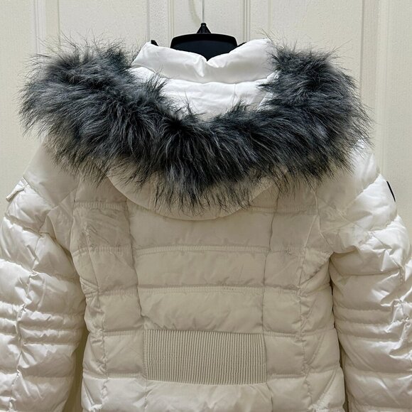 New Nautica Women's Puffer Jacket Size S White Water Resistant Faux Fur Hood - Picture 11 of 15
